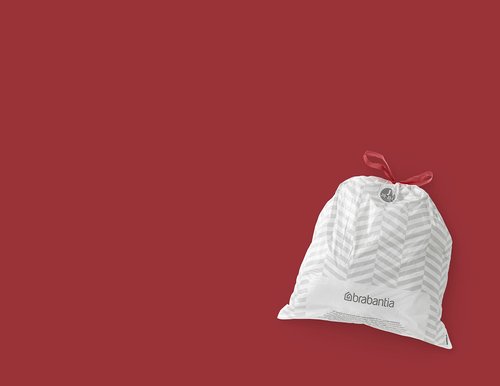 Brabantia PerfectFit Trash Bags (Size J/5.3-6.6 Gal) Thick Plastic Trash Can Liners with Drawstring Handles (120 Bags)