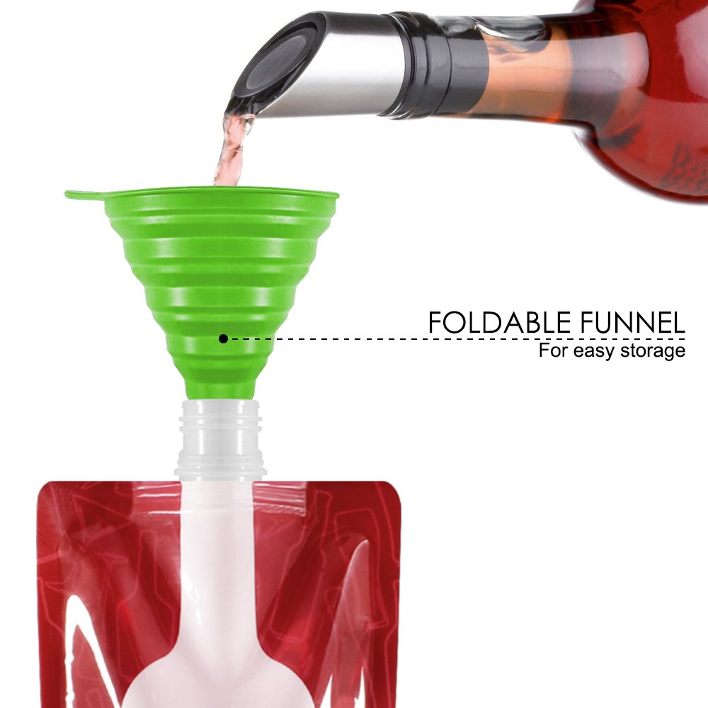 SENAI 4-Pack Foldable Flask Holder, Reusable 750ml Plastic Pouch, Portable Leak-Proof, Perfect for Liquor, Travel, Gift - Red