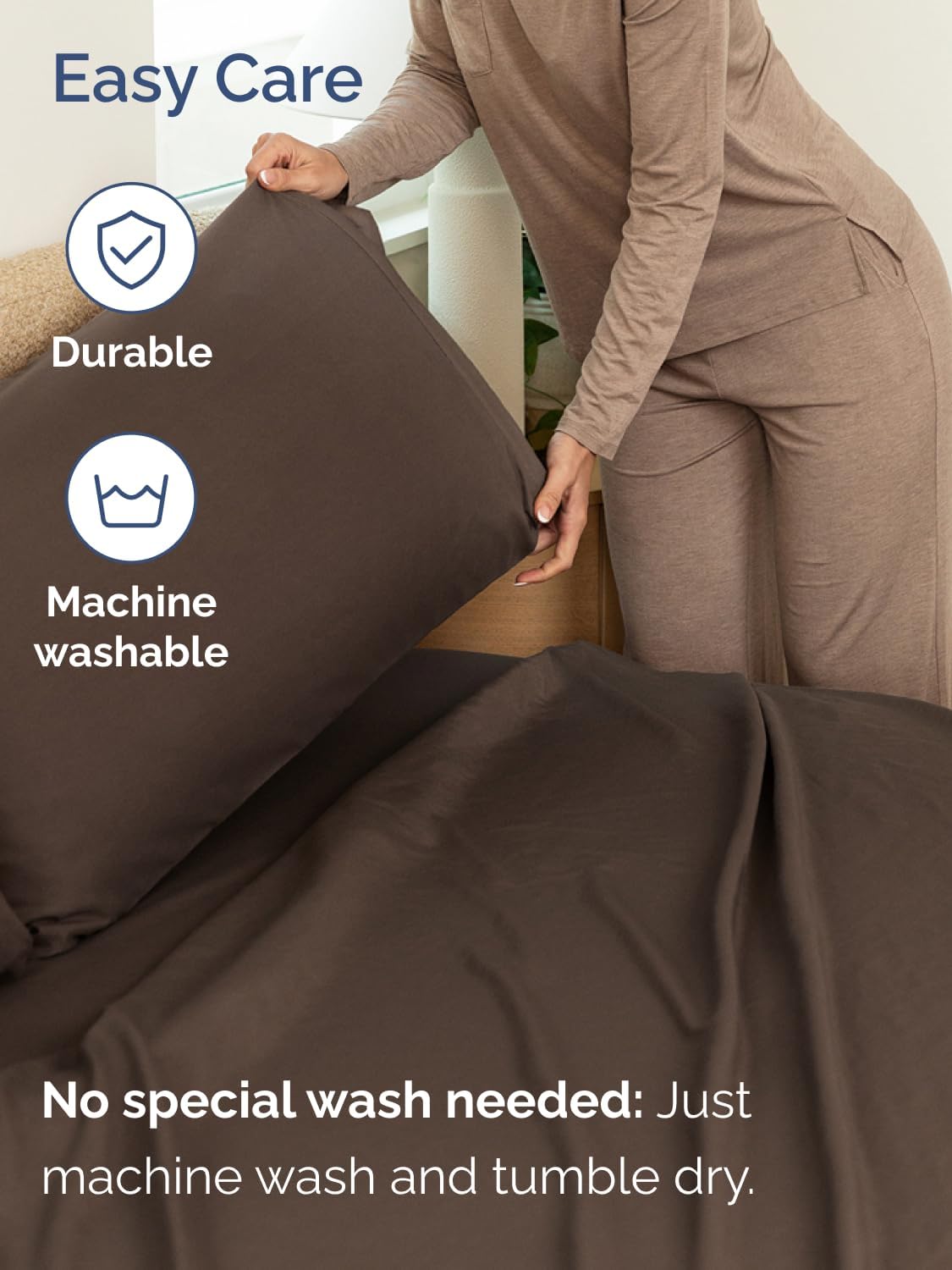 Skiennix Extra Deep Split King Sheet Set - 7 Piece Breathable Cooling Bedding - Soft, Wrinkle-Free Brown