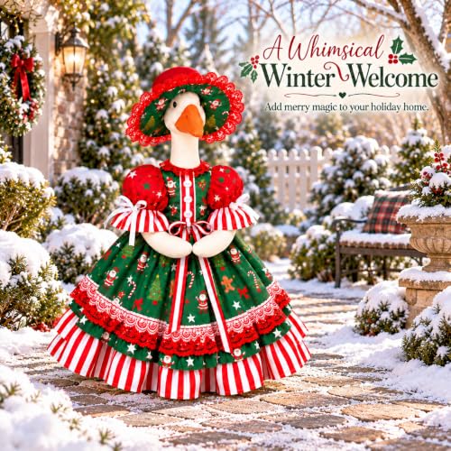 Xmas Lolita Porch Goose Outfit for 23" Statues - Holiday Decor