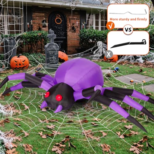 9FT Halloween Inflatable Decoration Purple Spider Yard LED Decor