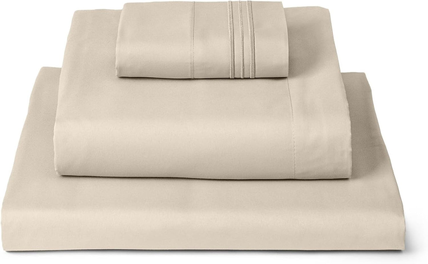 Mellanni Twin XL Sheets Set - 3 PC Hotel Luxury Bedding - Extra Soft, Cooling, Wrinkle-Resistant (Beige)