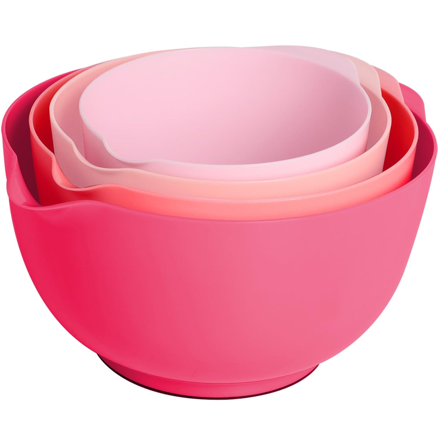 BoxedHome Classic Mixing Bowl Set, BPA Free Plastic, Microwave and Dishwasher Safe (Set of 4, Pink), 4.5 quarts