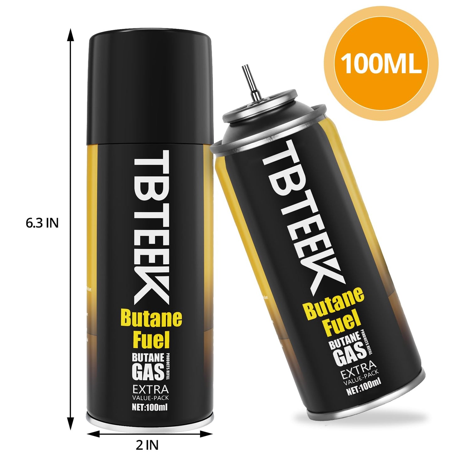 TBTeek Butane Refill, Ultra-Refined Lighter Fluid Refill, 100ml Butane Fuel Refill, Butane Canister for Torch Lighter, Butane Torch, Kitchen Blow Torch (1 Can)