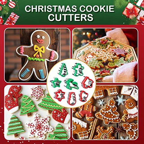 Toekt Christmas Cookie Cutter Set 8 Piece Holiday Baking Molds with Comfort Grip - Xmas Party Supplies