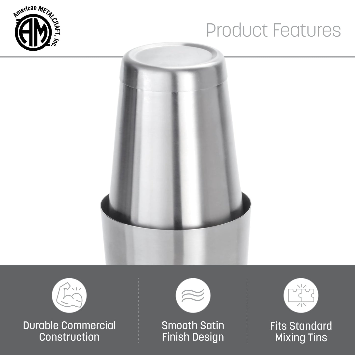 American Metalcraft BSSET Boston Shaker Set, Stainless Steel, Weighted, 18 oz. and 28 oz.