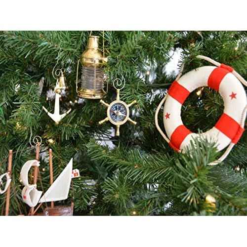 Hampton Nautical Brass Ship Wheel Compass Nautical Christmas Tree Ornament - Nautical Christmas Tree Decoration