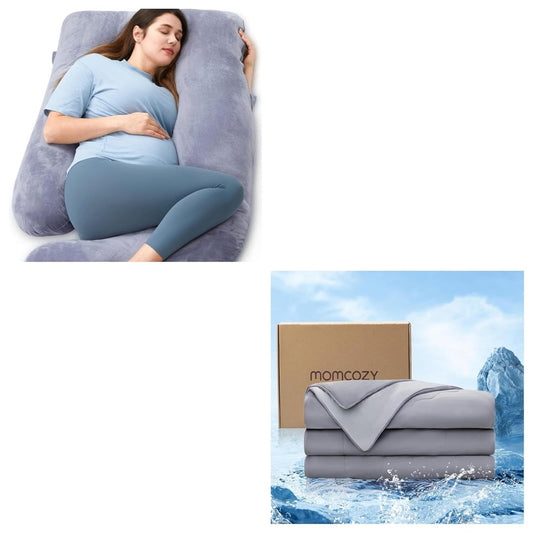 Momcozy Pregnancy Pillow - Cooling Comfort for Hot Sleepers | Soft and Supportive Design