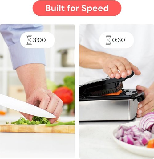 Fullstar Pro Chopper - 4-in-1 Vegetable Chopper & Spiralizer with Container | Stainless Steel Kitchen Gadget