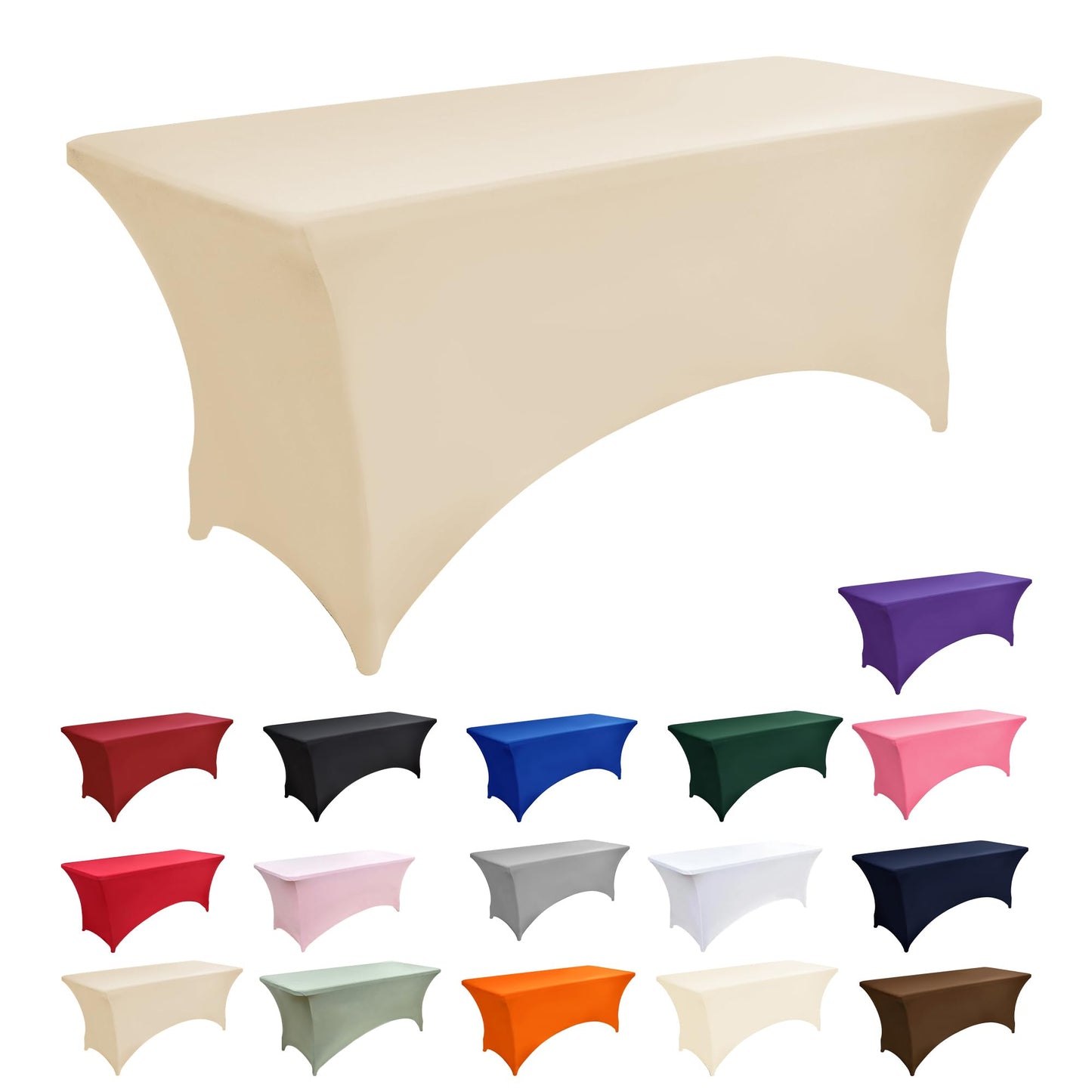 ZarzaaSik 2-Pack 4ft Spandex Table Covers for Rectangular Folding Tables - Wrinkle Resistant Stretch Tight Table Cloths - Ultimate Fitted Table Protector for Parties, Banquet, and Wedding