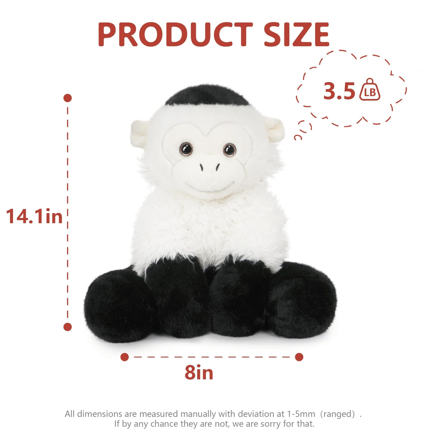 Niuniu Daddy 14" | 3.5 Pound Monkey Weighted Stuffed Animal for Kids Adults, Heavy Capuchin Monkey Pillowfort Plush Toys, Weighted Beads for Stuffed Animals Body Pillow for Birthday Holiday Christmas