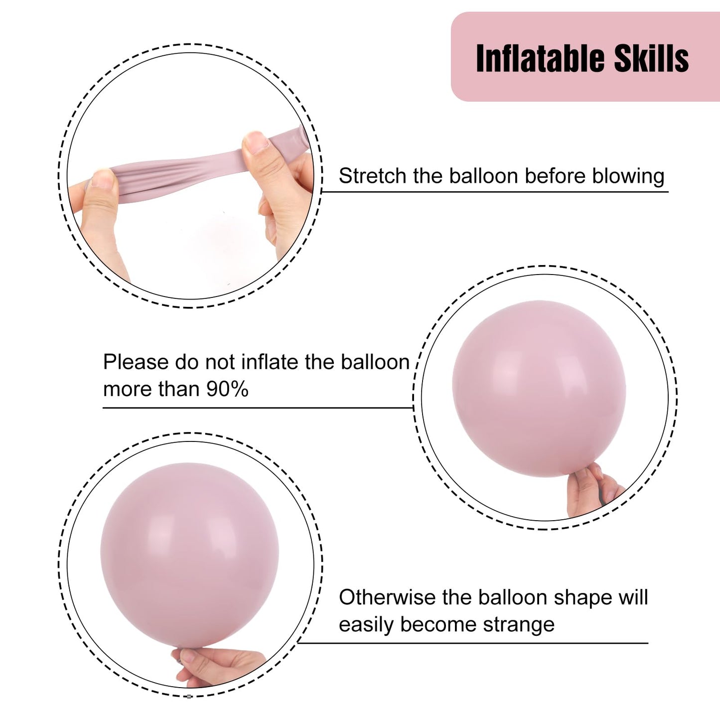 RUBFAC Dusty Pink Balloons 129pcs Different Sizes Pack of 18 12 10 5 Inch, Latex Boho Blush Pink Balloon Garland Arch Kit for Baby Shower Engagement Bachelorette Wedding Birthday Party Decorations