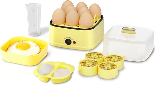 8-in-1 Electric Egg Cooker by [Brand Name] - Rapid Hard, Soft & Poached Egg Boiler | 8 Egg Capacity, Auto Shut-Off, Dishwasher Safe