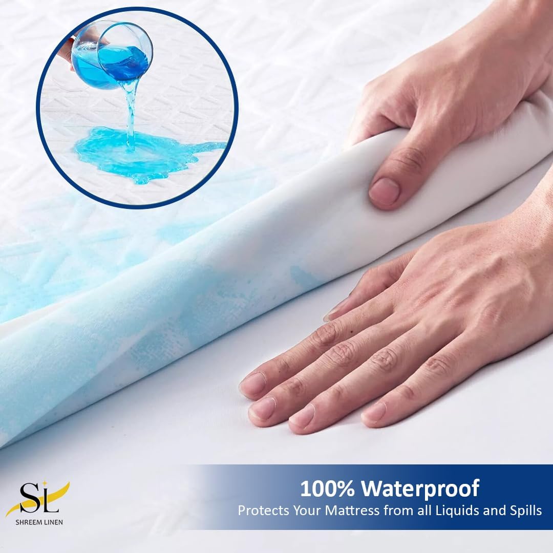 Skiennix 100% Waterproof Twin XL Mattress Protector - Premium Fitted Cotton Terry Cover, Machine Washable White