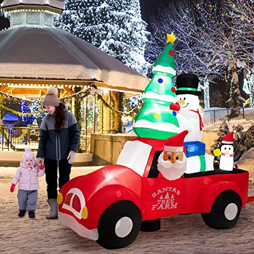 Inflatable Christmas Santa with LED Lights & Air Blower - Yard Decoration