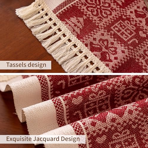 Table Runners 138 Inches,Christmas Tree Runner with Tassel