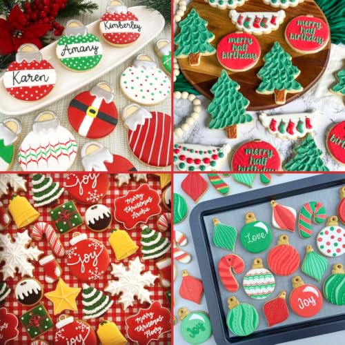 KAISHANE 3-Piece Christmas Cookie Cutter Set with Light & Ornament Shapes for Baking