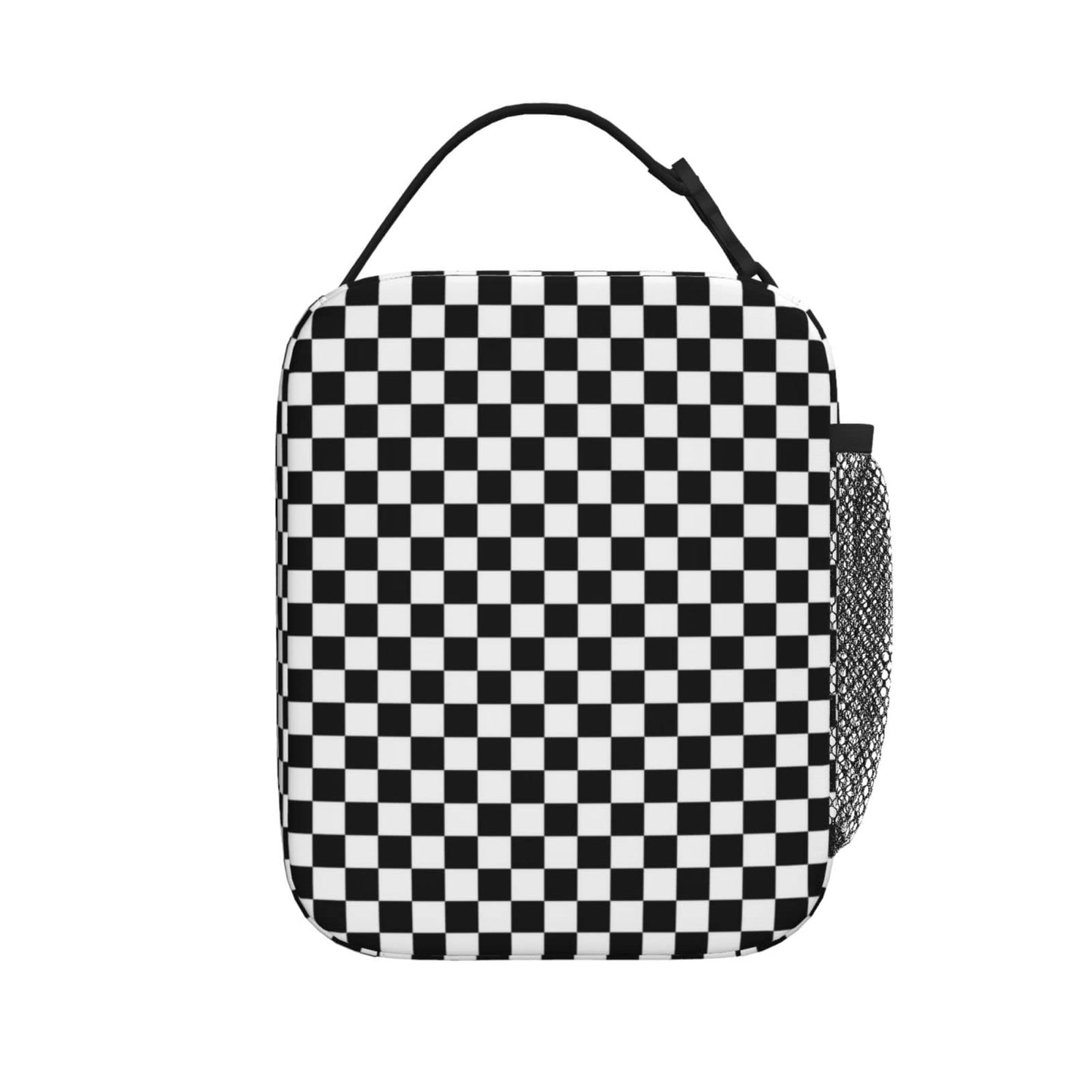 NKHFNBIO Black White Checkerboard Insulated Lunch Box Bag Portable Lunch Tote For Women Men And Kids