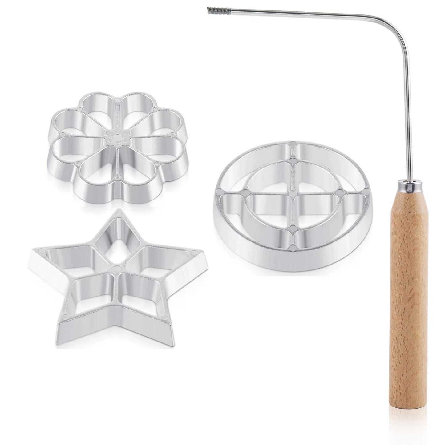 7 Pieces Rosettes Timbale Set, Rosette Iron Set with Handle, Lotus Flower Bunuelos Cookie Maker Mold, Funnel Cake Maker Kit, 2Pcs