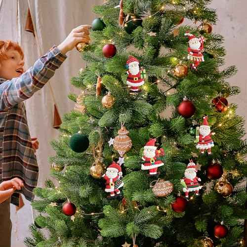 6pcs Christmas Ornaments Cute Santa Claus Xmas Tree Decorations Santa Plastic Figurines Ornaments with Red Santa Claus for Christmas Tree Hanging Party Ornaments DIY Decor 3 Inch Tall