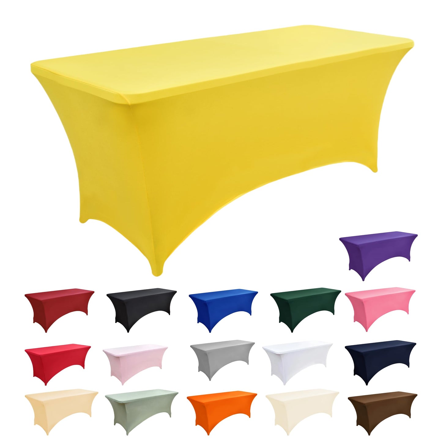 ZarzaaSik 10-Pack 4ft Spandex Table Covers for Rectangular Folding Tables - Wrinkle Resistant Stretch Tight Table Cloths - Fitted Table Protector for Parties, Trade Shows, Banquet, and Wedding