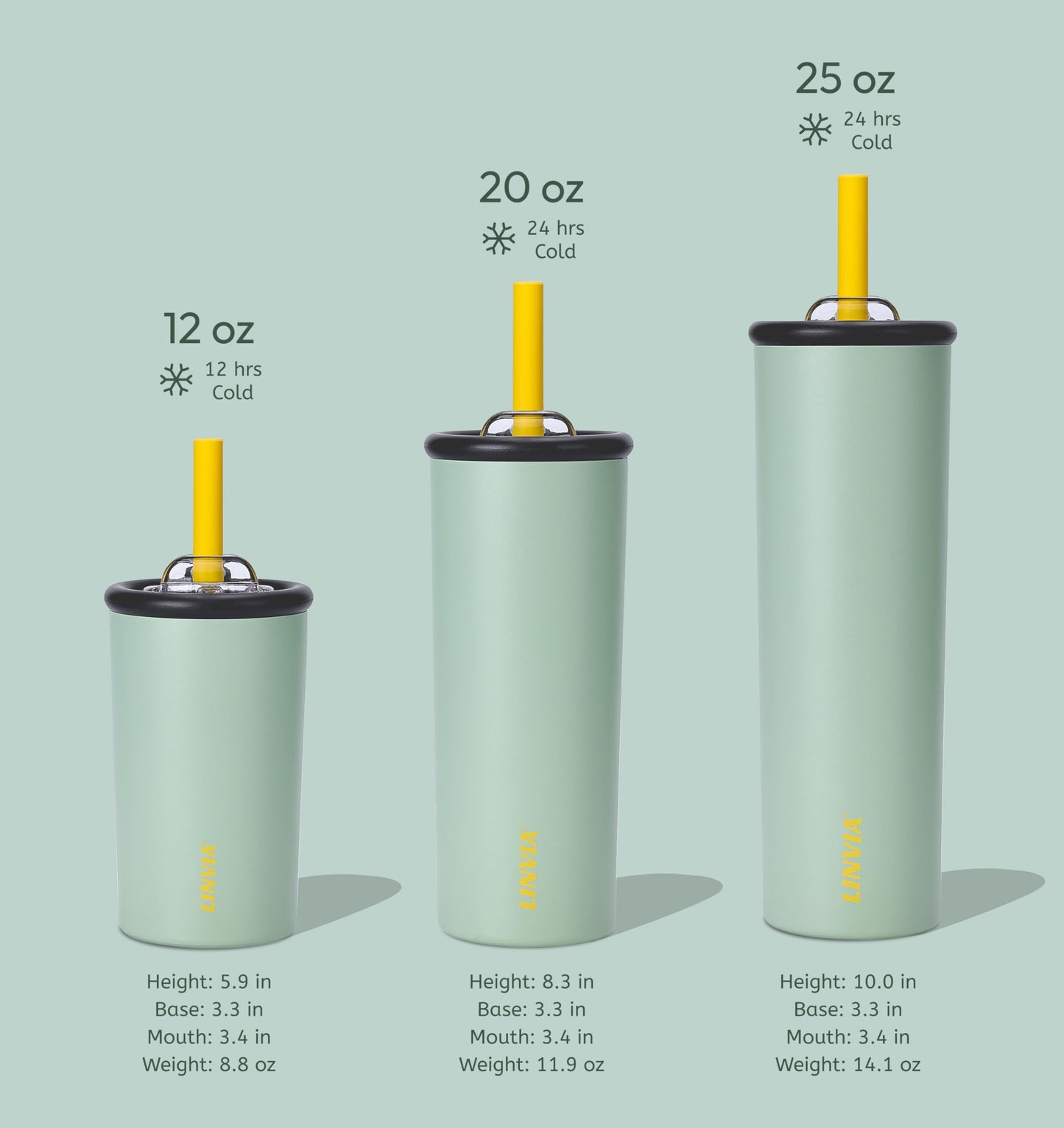 LINVIA Candy Tumbler, 25 oz Kids Insulated Stainless Steel Water Bottle with Spill Resistant Silicone-Metal Straw and 2-in-1 Lid, BPA-Free, Cup Holder Friendly, Dishwasher Safe, Avocado Green