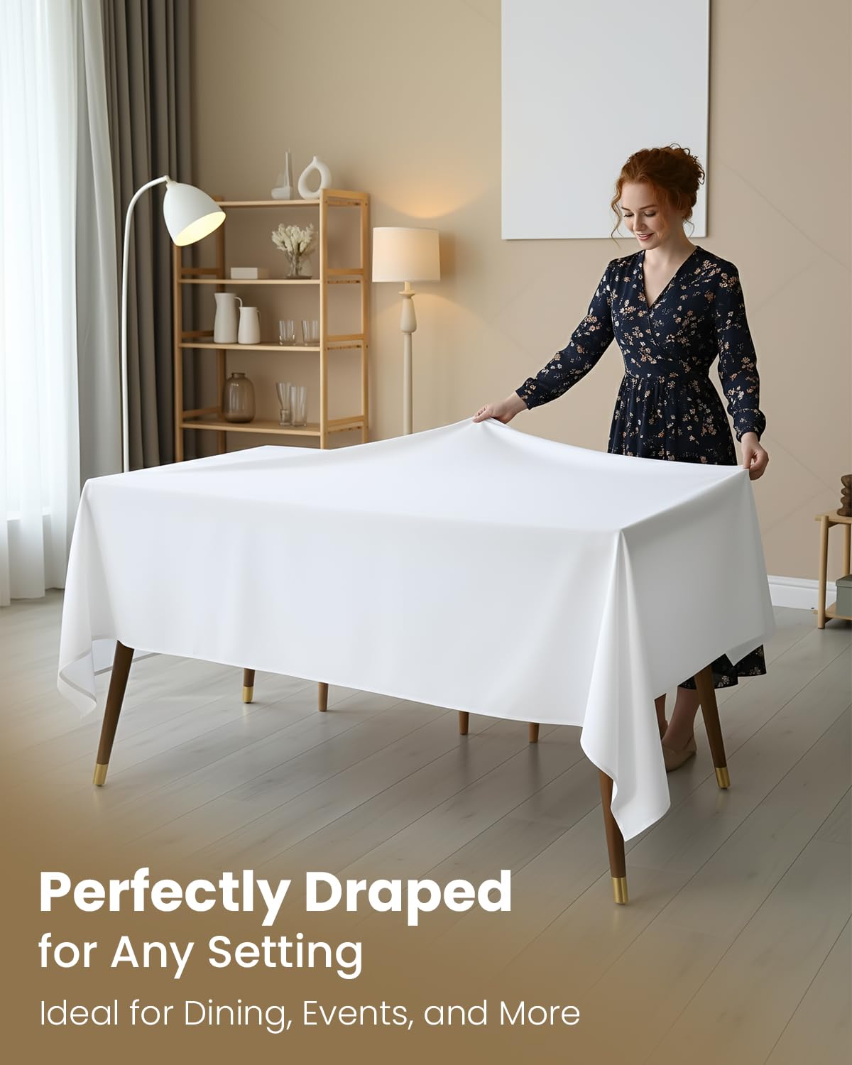Utopia Kitchen Rectangle Table Cloth 2 Pack(60x102 Inches, White), Tablecloth Machine Washable, Polyester Table Cover for Dining, Buffet Parties, Picnics, Events, Weddings and Restaurants