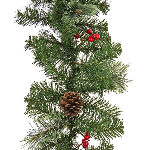 National Tree Company 9 ft Evergreen Cashmere Tips Garland with Pinecones & Red Berries