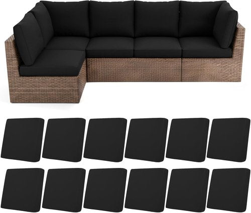 HEBE Patio Cushion Covers Set - 12 Waterproof & Washable Slipcovers for Outdoor Furniture