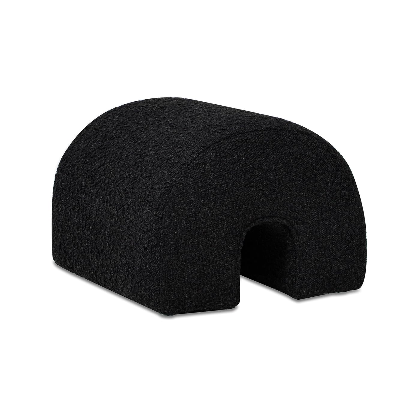 Jennifer Taylor Home Bridge 16" Arched Upholstered Footstool Ottoman, Ebony Black Boucle
