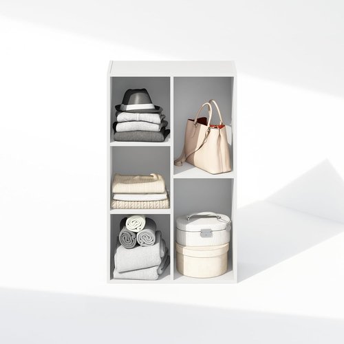 Furinno 5-Cube Closet Organizer - Reversible Storage Shelves for Bedroom | White, 9.4 x 19.5 x 31.5