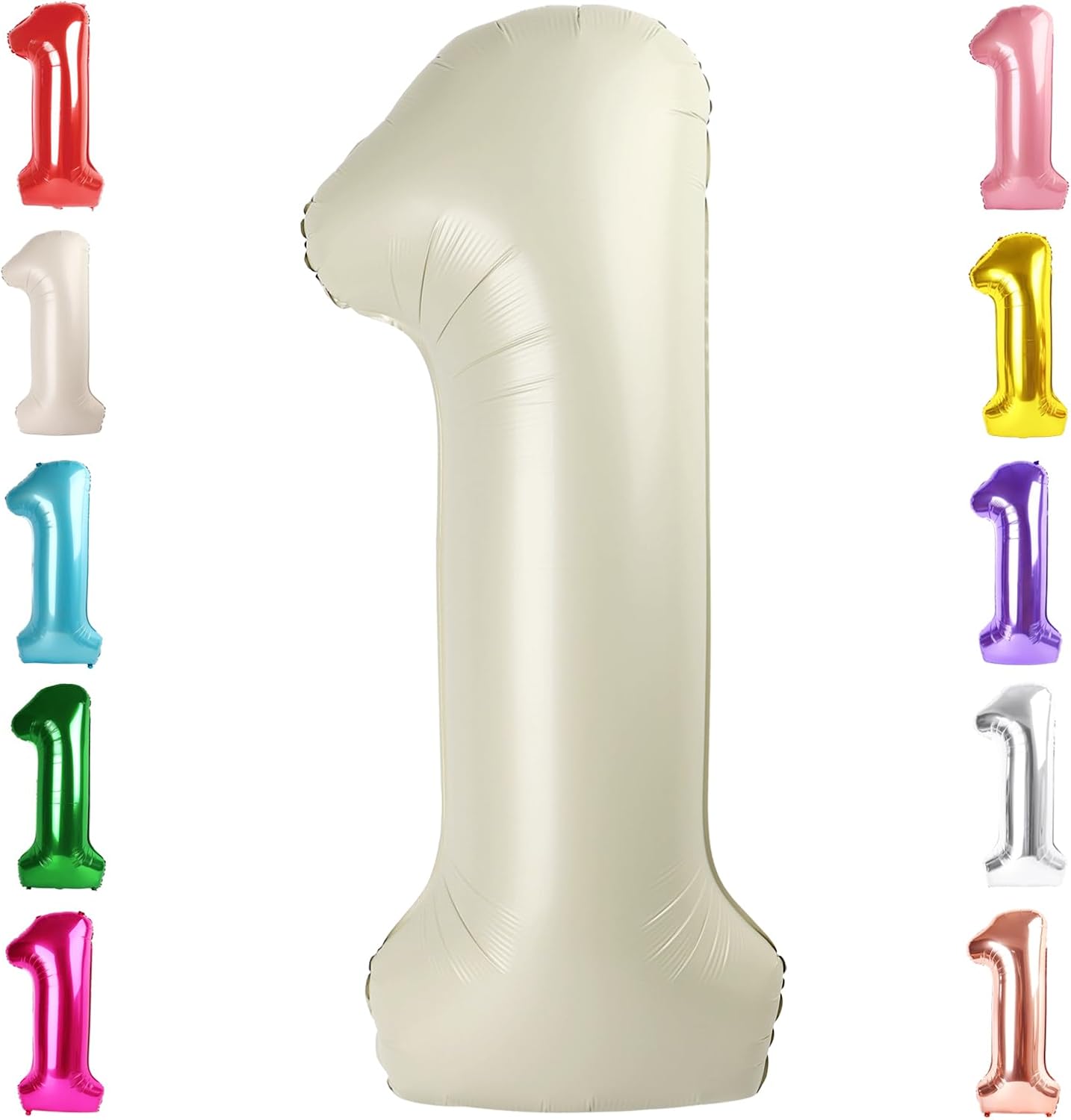 Number Balloons - 40 Inch Cream White 1 Balloon for 1st Birthday Party Decorations & Baby Showers