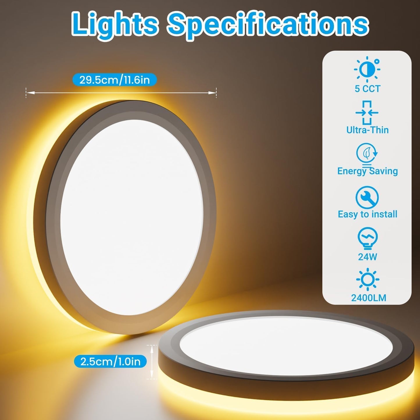 Fairdeer 7 Inch LED Ceiling Light with Night Light, 15W 1500LM 3000K Warm to 6500K Cold Light Selectable, Small Round White Flush Mount Light Fixture for Bedroom Bathroom Kitchen (No Dimmable)