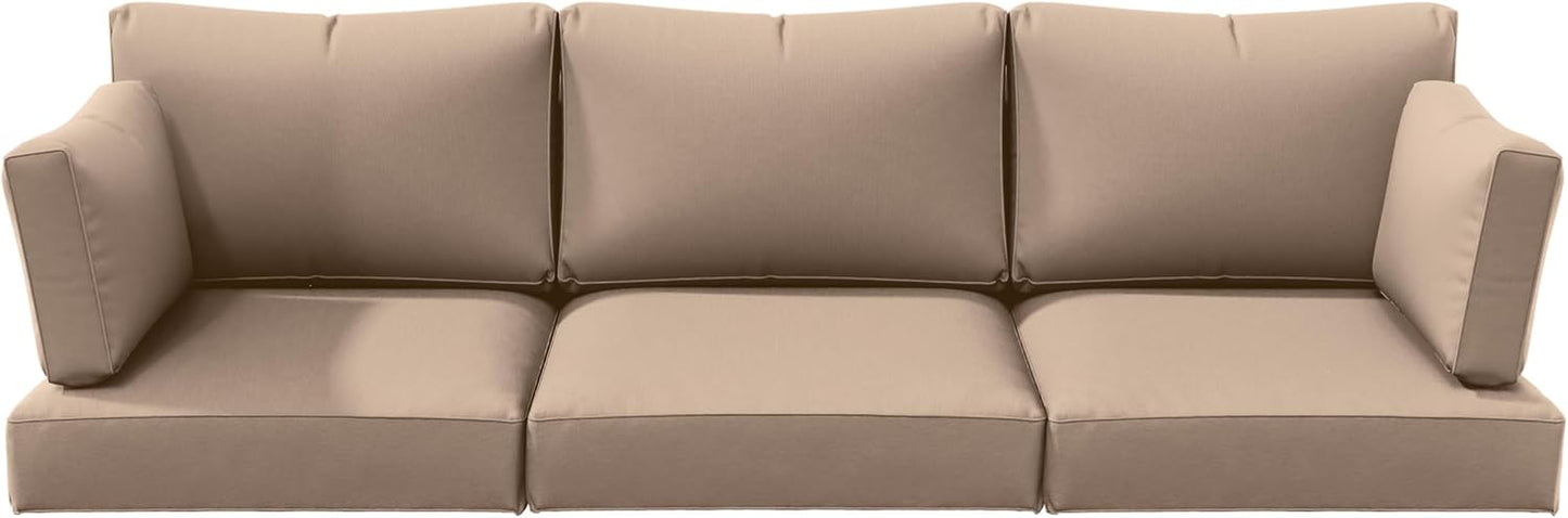 Skiennix Outdoor Patio Cushion Covers - Waterproof, Non-Slip, Zippered - 8 Pcs, Sand Color