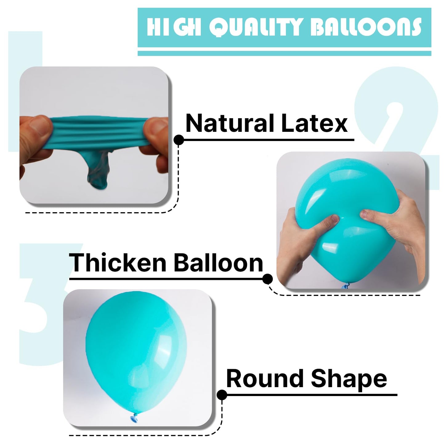 PartyWoo Teal Balloons, 100 pcs Teal Blue Different Sizes Pack of 36 Inch 18 Inch 12 Inch 10 Inch 5 Inch Turquoise for Balloon Garland or Balloon Arch as Party Decorations, Teal-Y69