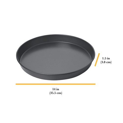 Chicago Metallic 14-Inch Deep Dish Pizza Pan, Nonstick Carbon Steel Bakeware for Chicago-Style Pizza, Cookie Cakes, Thick Crust Pizzas, and More