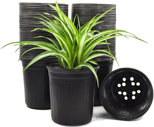 HECTOLIFE 50-Pack Flexible 1 Gallon Flower Nursery Pots - Durable Soft Plastic for Succulents & Seedlings | Black