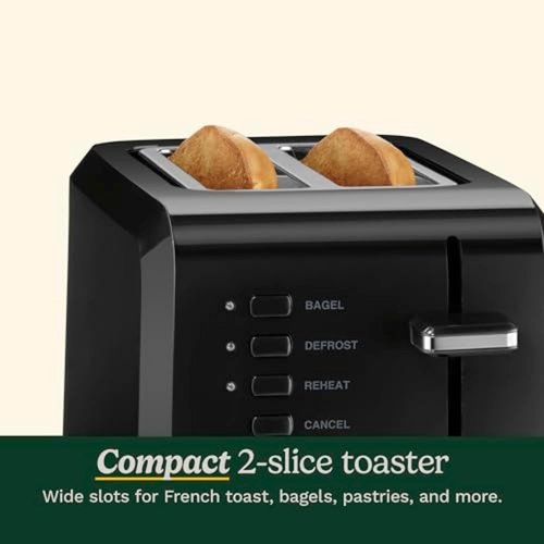 Cuisinart CPT-122BK 2-Slice Toaster - Compact Design with Bagel Slots & 7 Shade Settings - Black