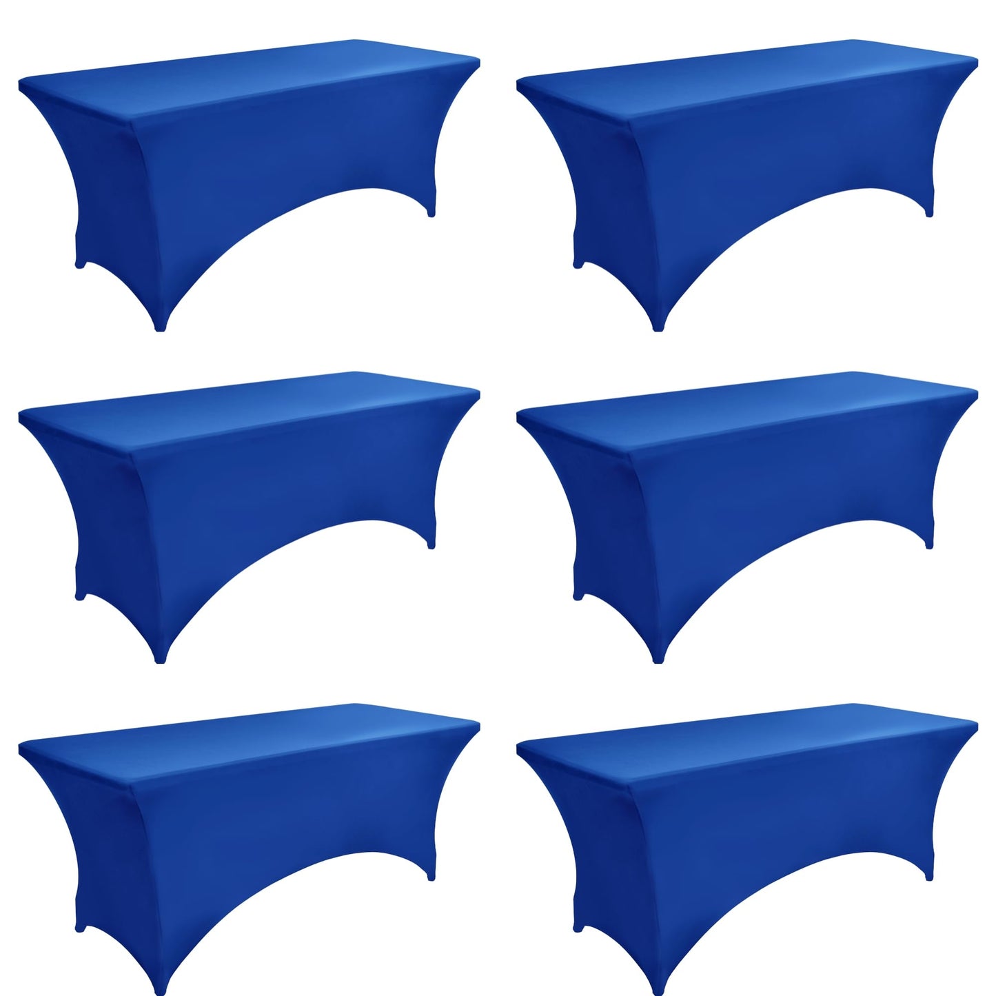 ZarzaaSik 6-Pack 6ft Spandex Table Covers for Rectangle Standard Folding Tables - Wrinkle Resistant Stretch Tablecloths - Ultimate Fitted Table Protector for Parties, Trade Shows, Wedding