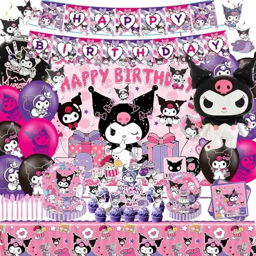 121 Pieces Kids Birthday Party Decorations Set with Banner Balloons Plates Toppers