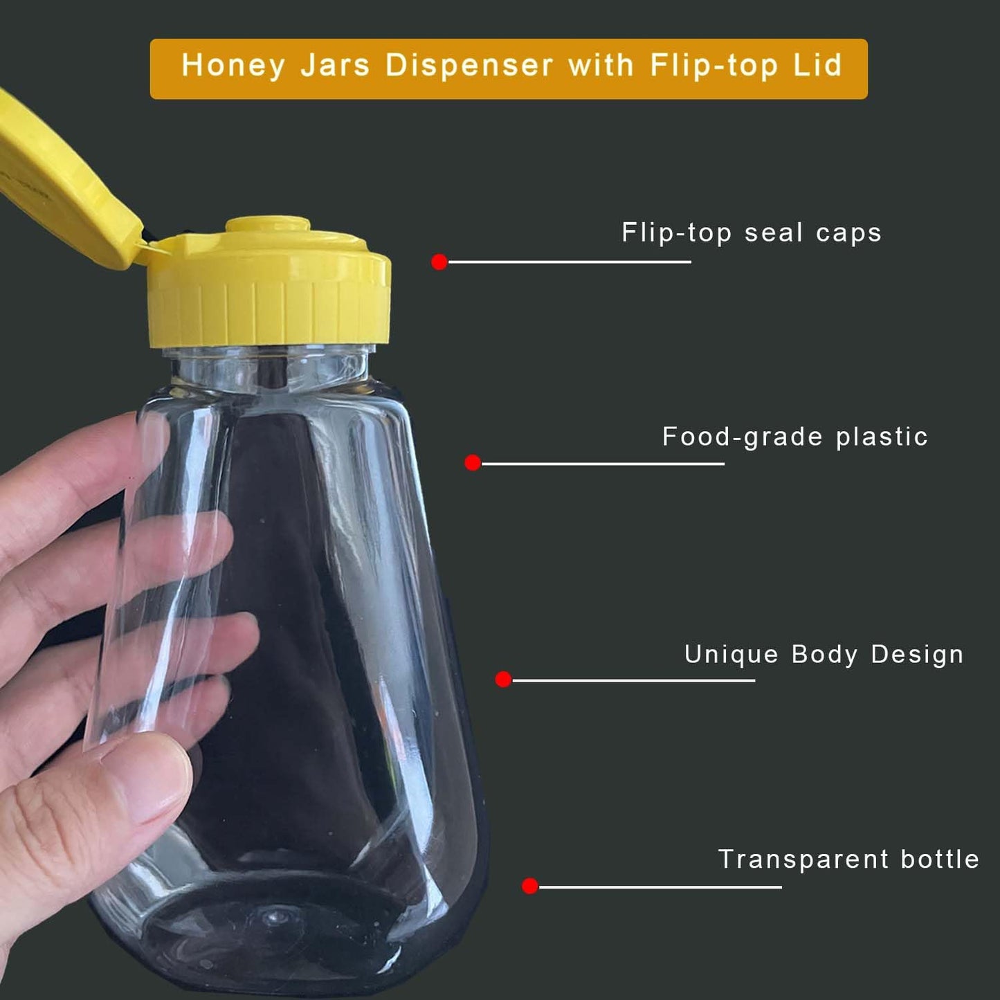 2 Pack Empty Plastic Honey Bottles with Funnel, 200ml Squeeze Honey Jars Leakproof Honey Dispenser Flip Top Condiment Container for Ketchup Mustard Salad Dressing Sauce Syrup Oil Epoxy, BPA Free