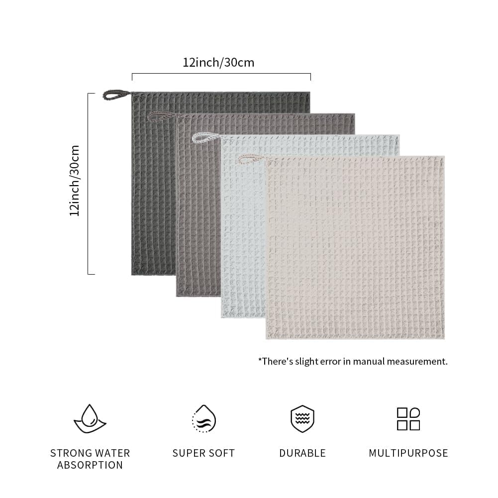 watchget Barista Microfiber Cloths - 4 Pack (12"x12") Professional Cleaning Towels for Espresso Machines, Steam Wands & Countertops Essential Coffee Bar Accessories