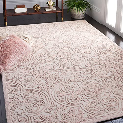 SAFAVIEH Trace Collection Accent Rug - 3' x 5', Ivory & Pink, Handmade Wool, Ideal for High Traffic Areas in Entryway, Living Room, Bedroom (TRC101U)