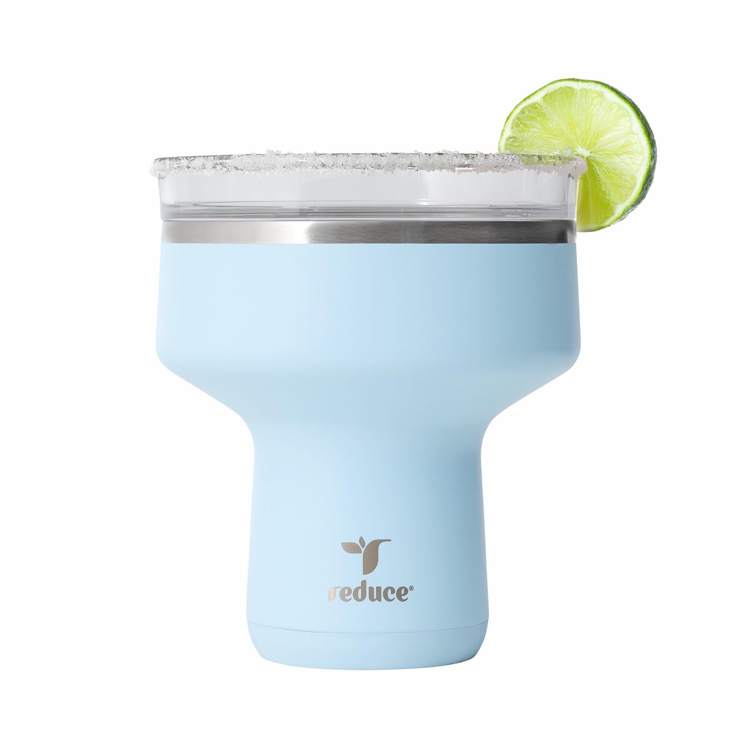 REDUCE Saltini 16 oz Cocktail Tumbler - Insulated Margarita Tumbler with Lid - Keeps Drinks Cold for 10 Hours - 360 Sippable Martini Glass Alternative - Shatterproof, Perfect for Parties - Cloud Blue