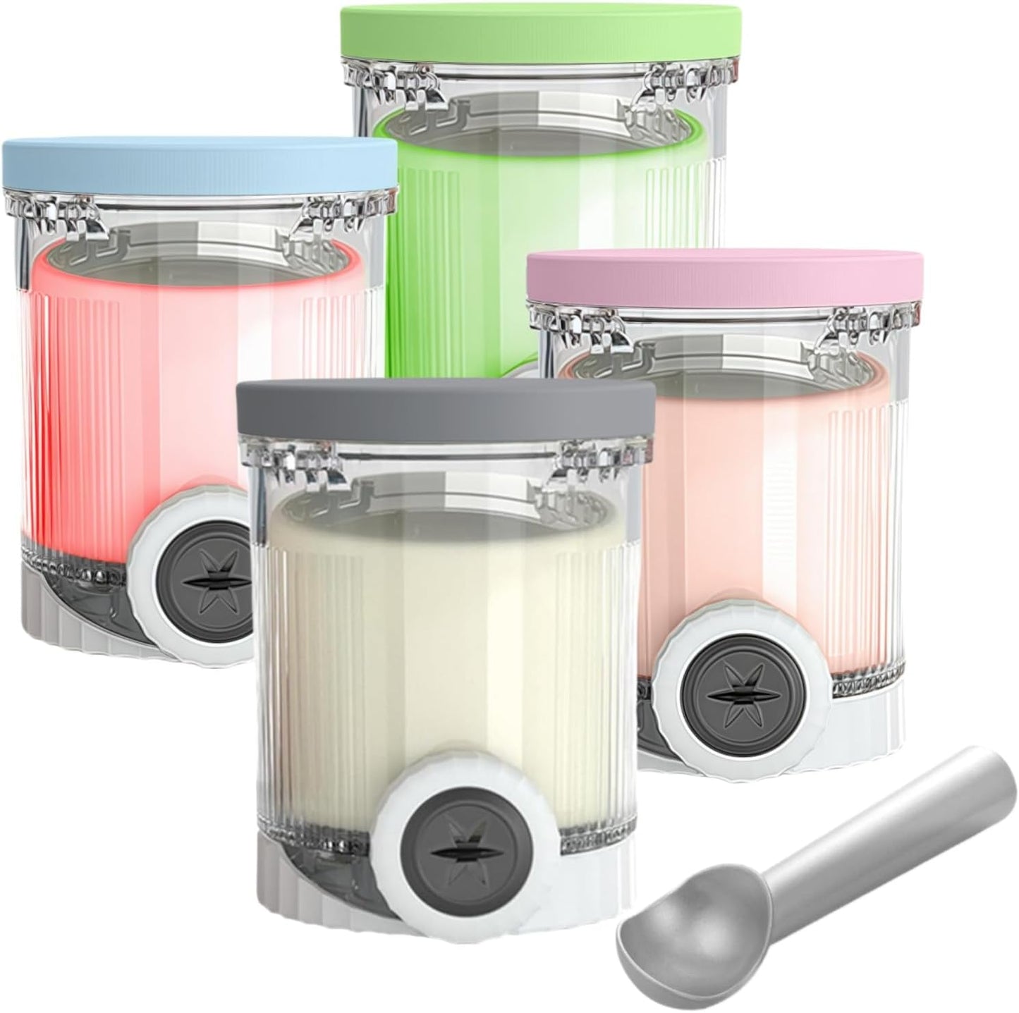 Ninja 4-Pack Creami Pints with Silicone Lids - BPA-Free & Dishwasher Safe for NC700/NC701 Series