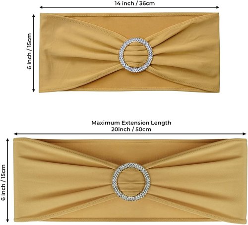 Babenest Spandex Chair Sashes - 100PCS Premium Stretch Covers with Buckle Slider for Weddings & Events | Gold
