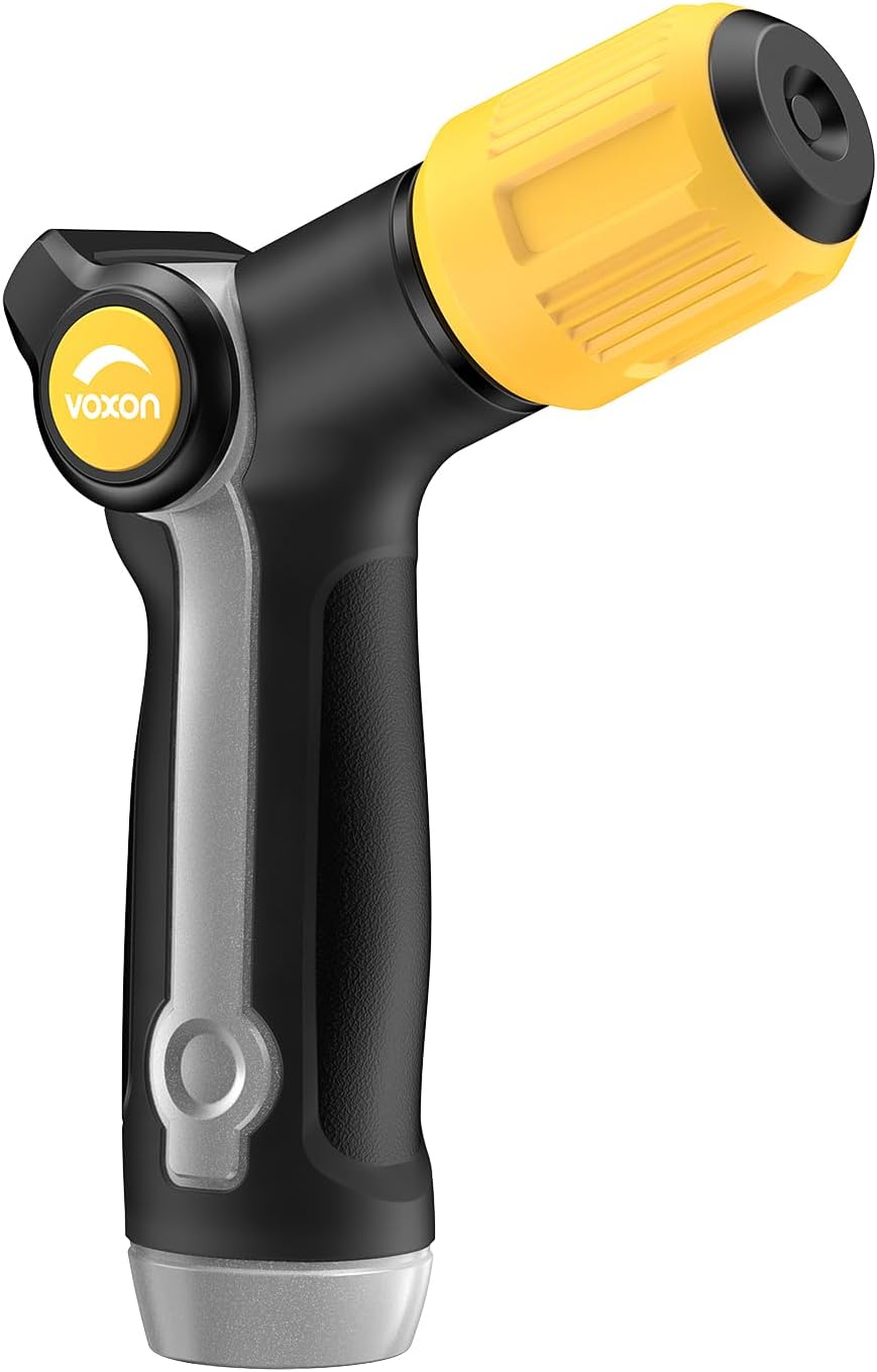 VOXON Heavy Duty Metal Garden Hose Nozzle - High Pressure Sprayer with Adjustable Spray Patterns for Lawn, Car, and Pets