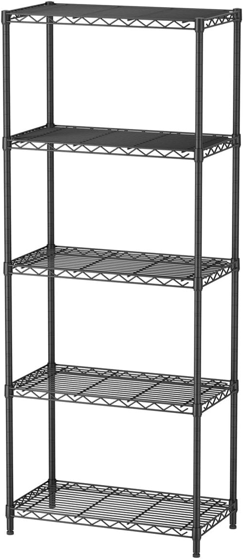 Golpart Heavy-Duty 5-Tier Adjustable Storage Shelves - 500LBS Capacity Wire Organizer Rack | Black 12" D x 22" W x 59" H