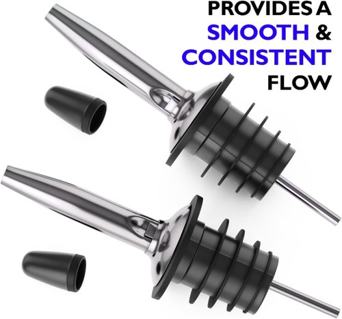Eatex Bartender Kit - Classic 12-Pack Bottle Pourers with Rubber Dust Caps | Essential Bar Tools