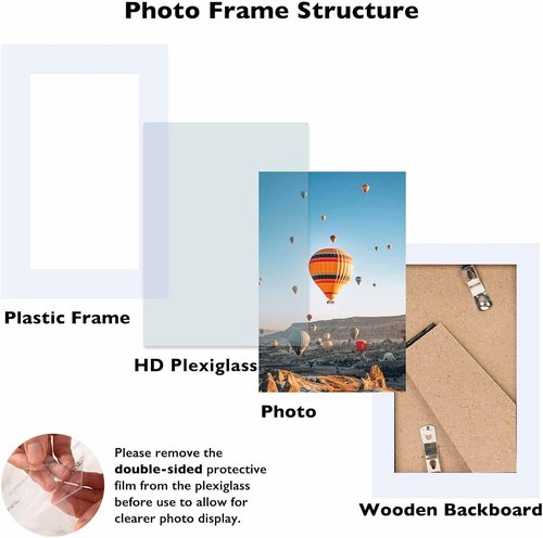 JCJMY 3x5 Picture Frame - White Tabletop Photo Frame with Shatter-Resistant Plexiglass